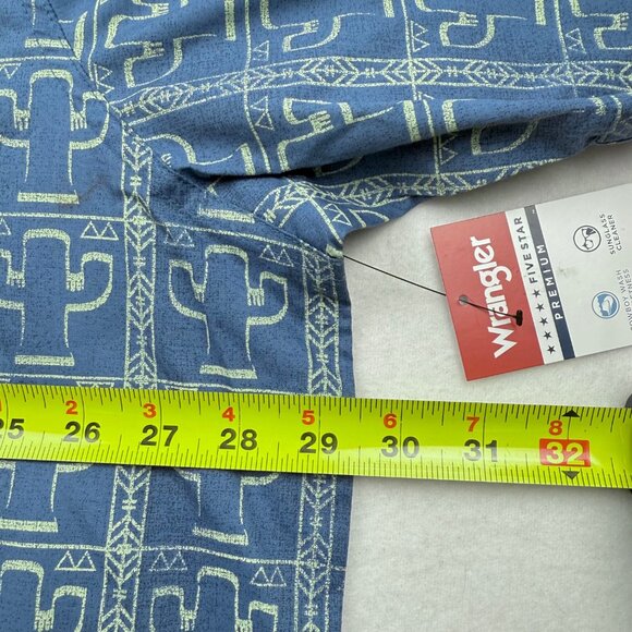 Wrangler Men's Cowboy Short Sleeve Button-up Cactus Print Blue Shirt Size 3XL NW - Picture 9 of 10